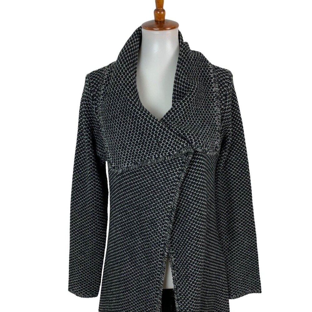Ronen Chen Cardigan Sweater 1 Wool Blend Gray Long Open Front Minimalist Chic - Picture 2 of 6